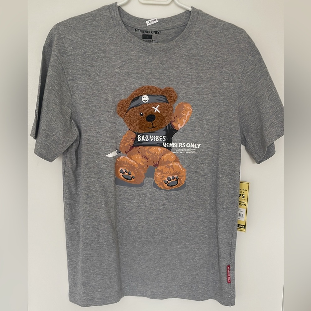 Members Only Gray Men’s T-Shirt with Bear Graphic
